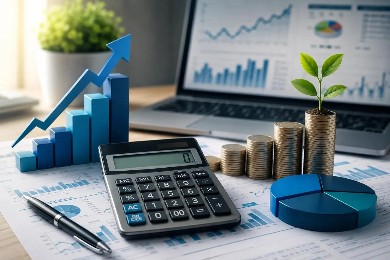 Growth analytics dashboard with upward trend lines